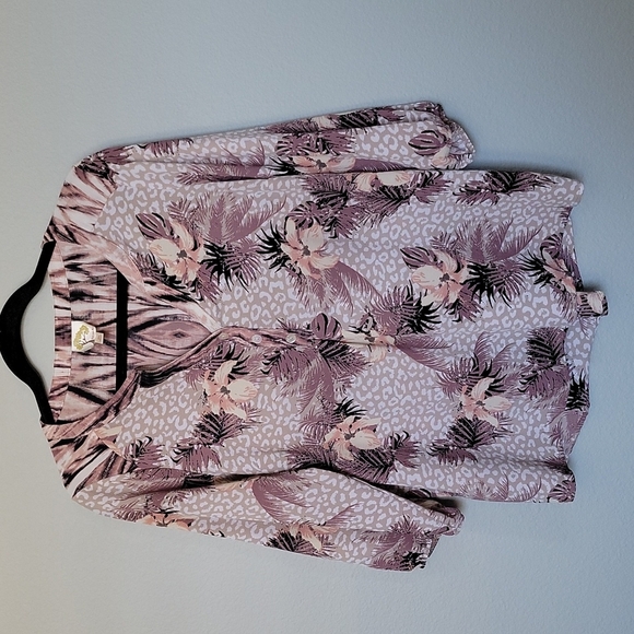 Fig & Flower Popover mixed print blouse medium - Picture 1 of 5